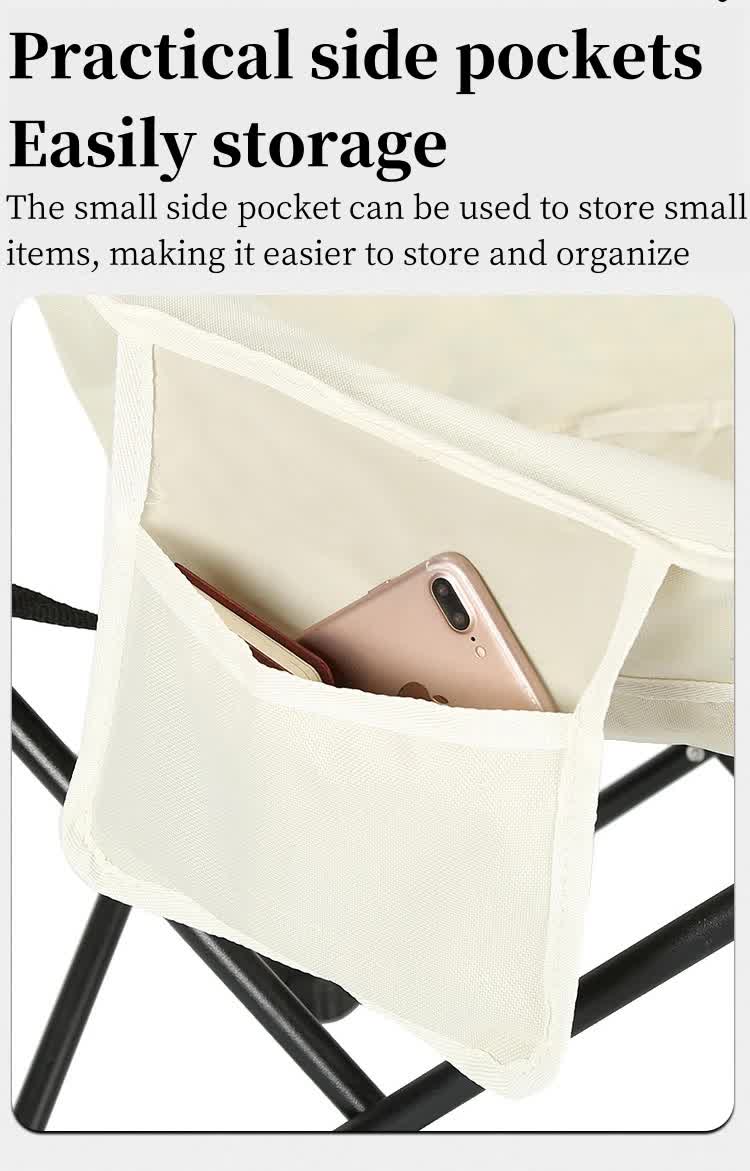 Black Outdoor Folding Camping Chair - Portable Lounge Chair, Lightweight Beach Chair, Fishing Stool, and Picnic Seat, Perfect for Outdoor Adventures 4