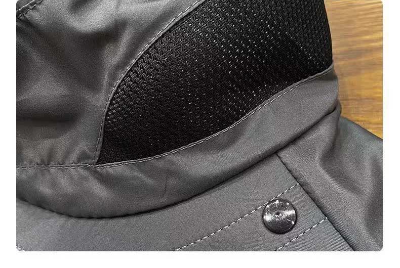 Dark Grey Outdoor UV Protection Hat for Men – Detachable Face & Neck Shield, Large Brim Sun Hat for Fishing, Hiking, and Outdoor Activities 5