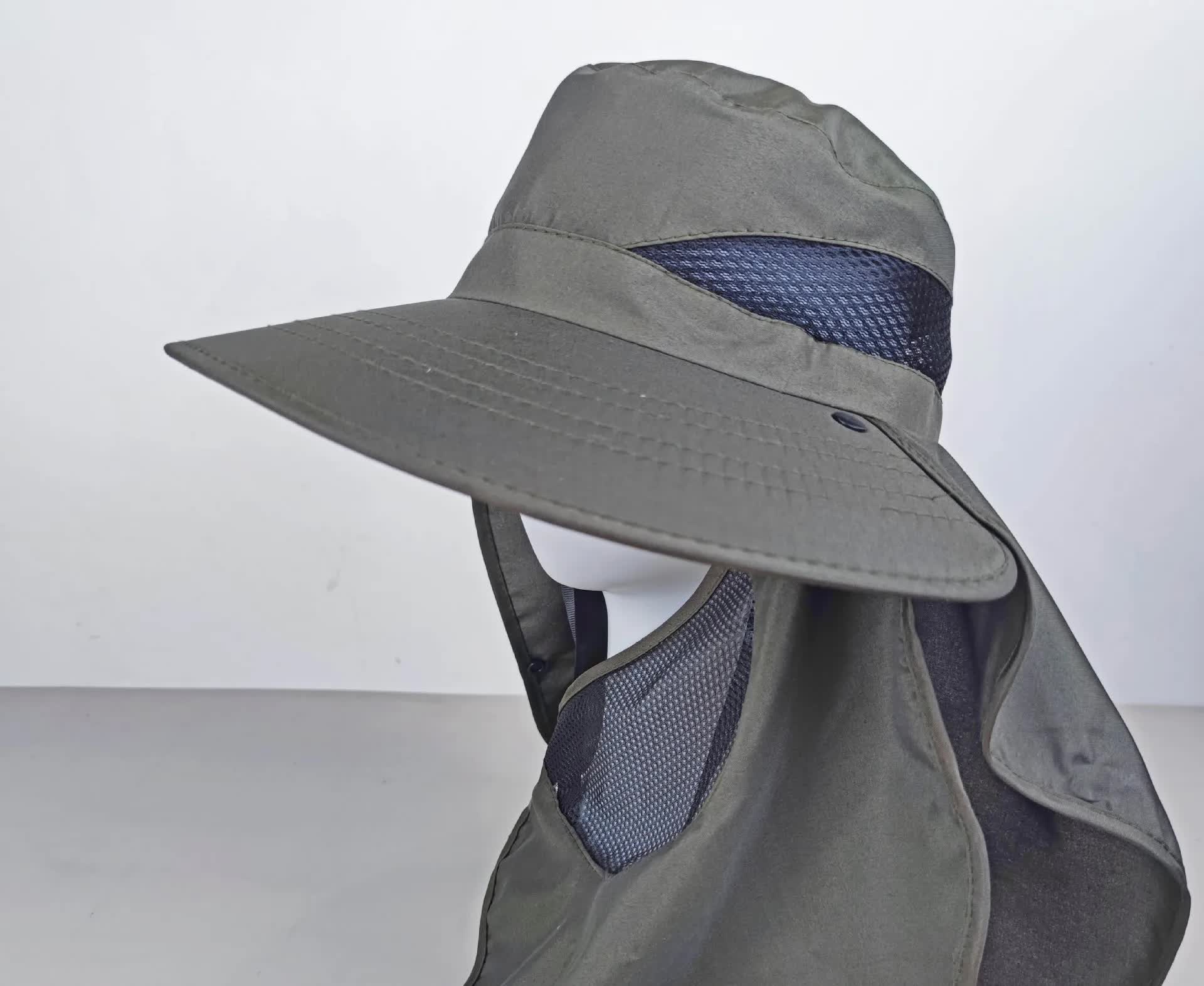 khaki Outdoor UV Protection Hat for Men - Detachable Face & Neck Shield, Large Brim Sun Hat for Fishing, Hiking, and Outdoor Activities 6