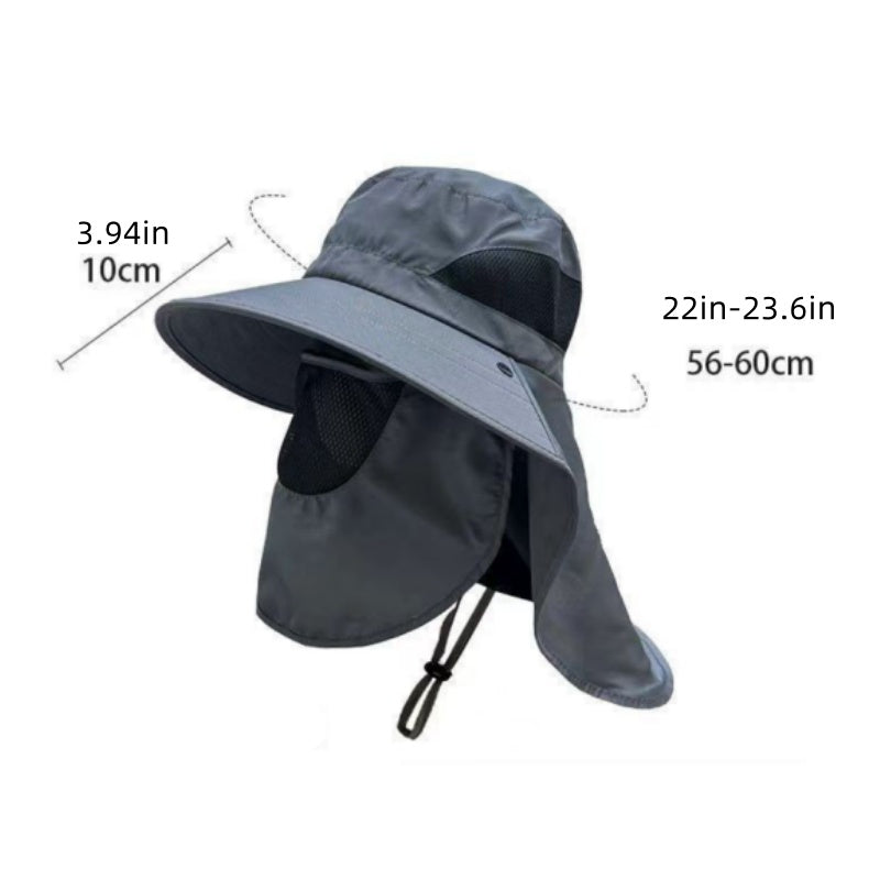 Light Gray Outdoor UV Protection Hat for Men - Detachable Face & Neck Shield, Large Brim Sun Hat for Fishing, Hiking, and Outdoor Activities 4