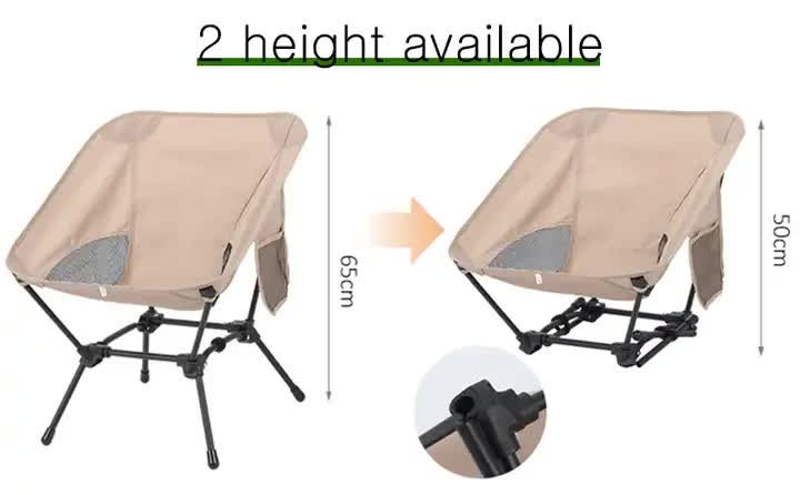 Black Portable Lightweight Folding Beach Chair - Compact Fishing Chair with Square Legs for Outdoor Use 6