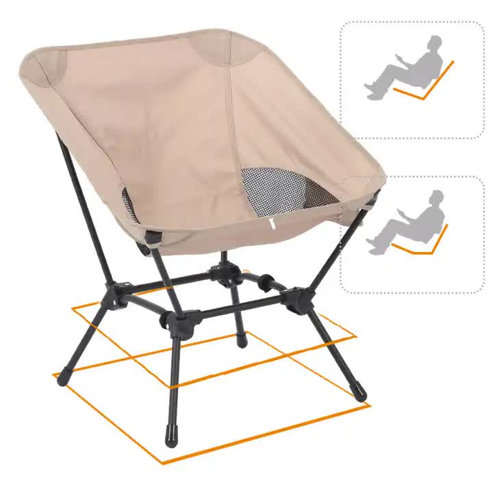 Beige Portable Lightweight Folding Beach Chair - Compact Fishing Chair with Square Legs for Outdoor Use 4