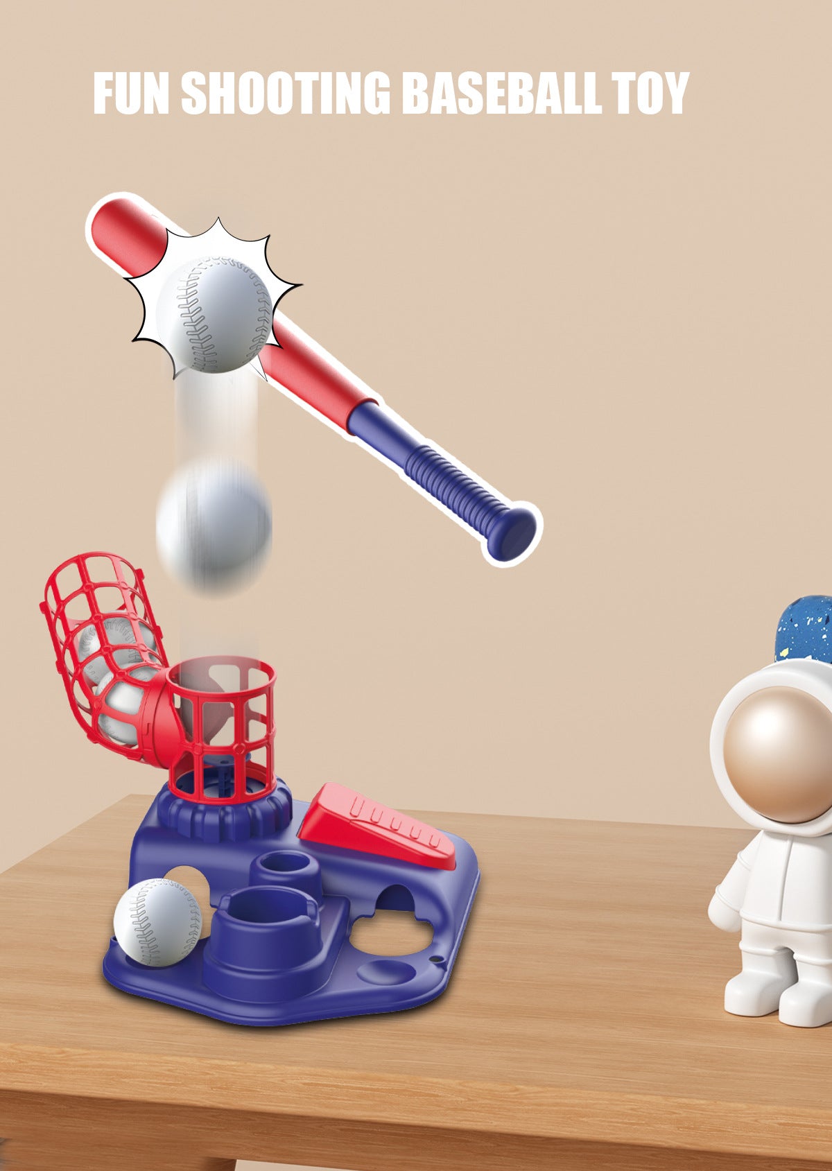 Blue Pedal Serve Drill Baseball Pitching Training Toy Set - Outdoor Parent-Child Softball Batting Practice Kit 4
