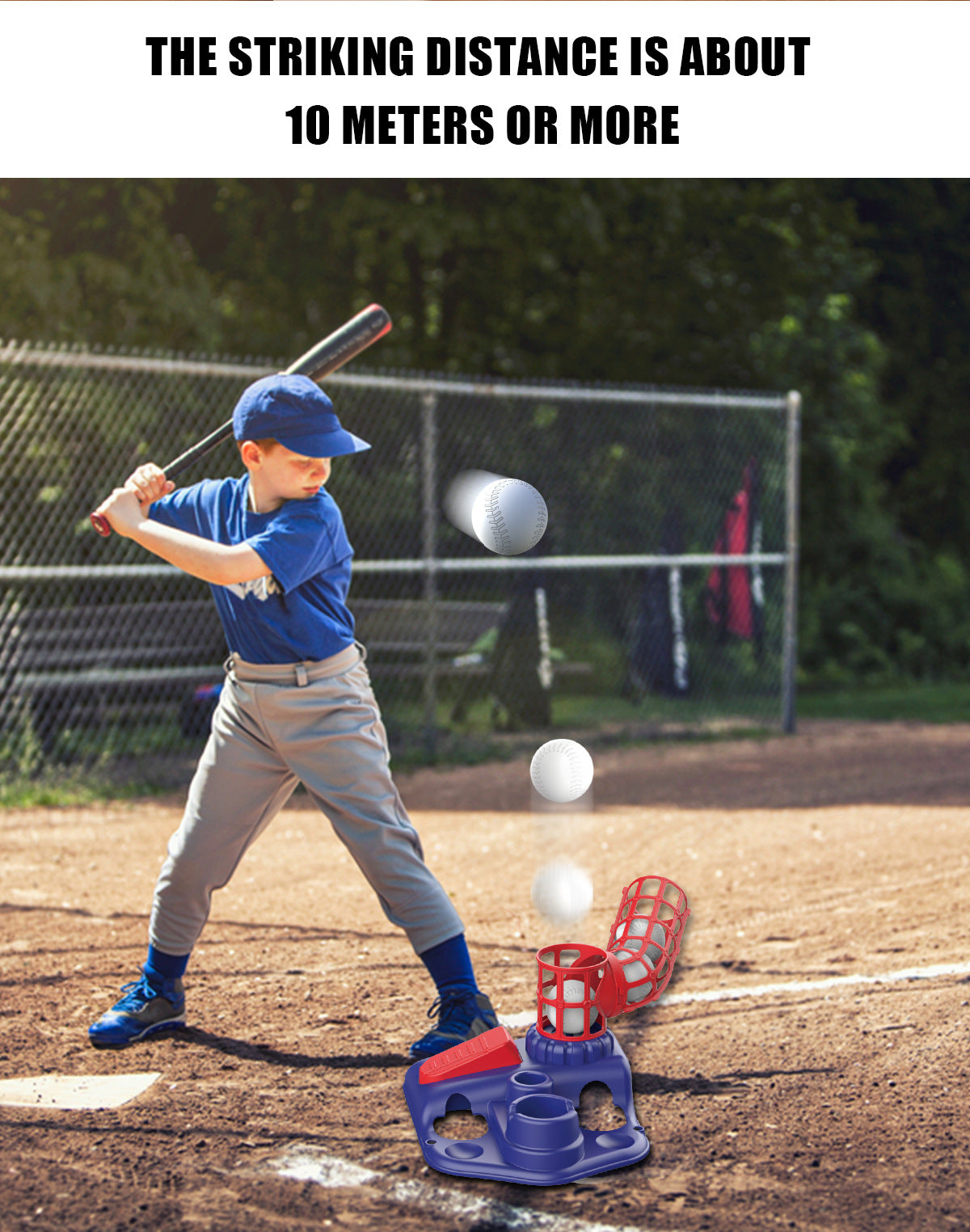 Blue Pedal Serve Drill Baseball Pitching Training Toy Set - Outdoor Parent-Child Softball Batting Practice Kit 5