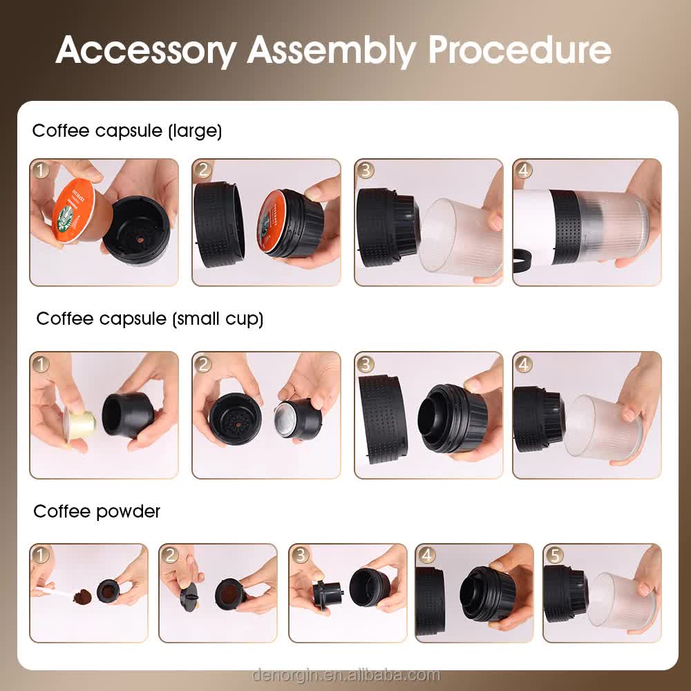 Black Portable Espresso Coffee Machine - Universal 3-in-1 Capsule, Coffee Powder, and Espresso Maker 5