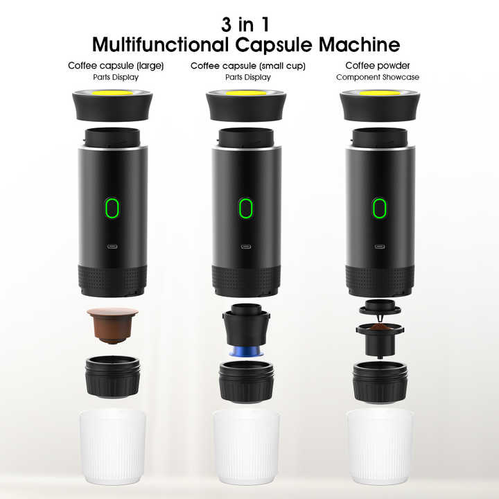 White Portable Espresso Coffee Machine - Universal 3-in-1 Capsule, Coffee Powder, and Espresso Maker 3