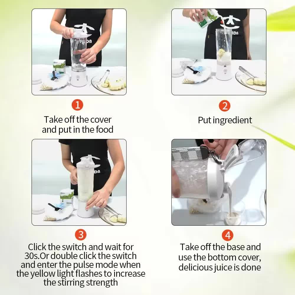 Green 600ml Large Capacity Juicer Cup - Rechargeable Portable Multifunctional Ice Crushing & Fruit Blender 3