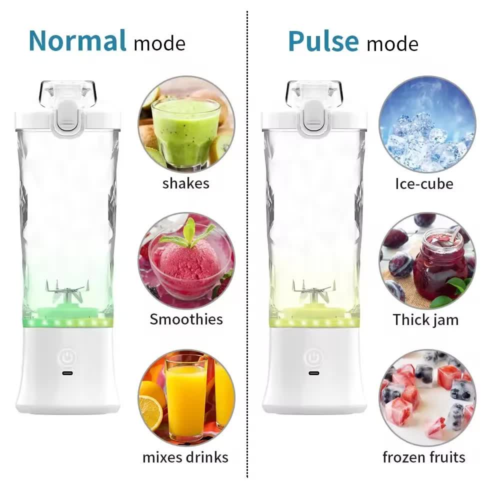 Green 600ml Large Capacity Juicer Cup - Rechargeable Portable Multifunctional Ice Crushing & Fruit Blender 7