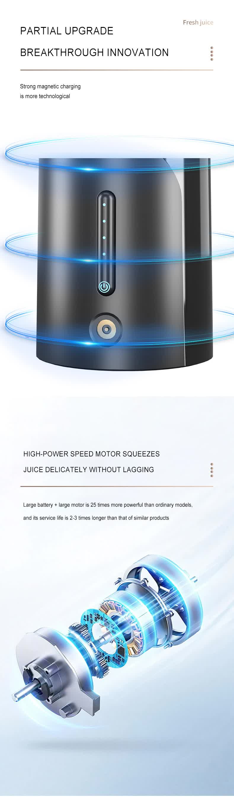 Blue Portable Juicer - Magnetic Charging Fresh Juice Blender, Multifunctional Ice Crushing Fruit Mixer 5