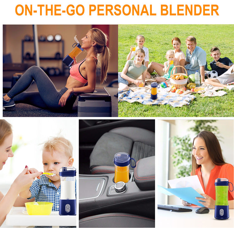 Blue Portable Mini Juicer - Rechargeable Electric Fruit Juicer Cup, Compact & Convenient 4