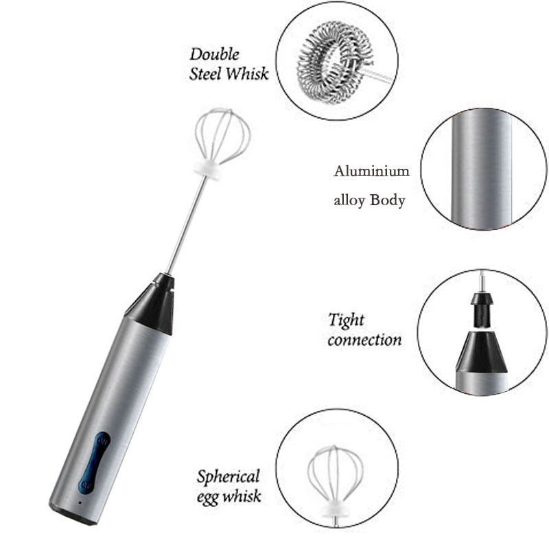 Rechargeable Electric Milk Frother, Handheld Foam Maker, Coffee Frothing Wand, Whisk for Milk, Coffee, and Baking 3