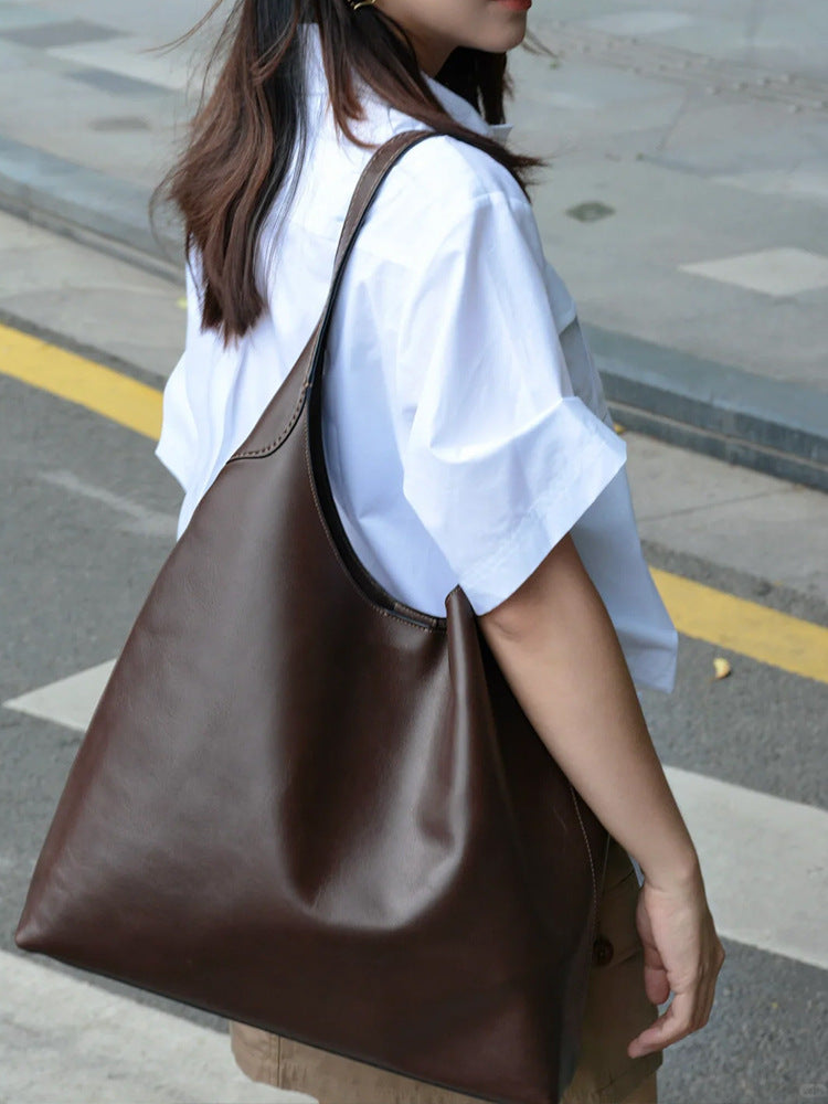 Black Oil-Wax Leather Style Casual Shoulder Bag, Versatile Handbag and Crossbody Tote for Women 6