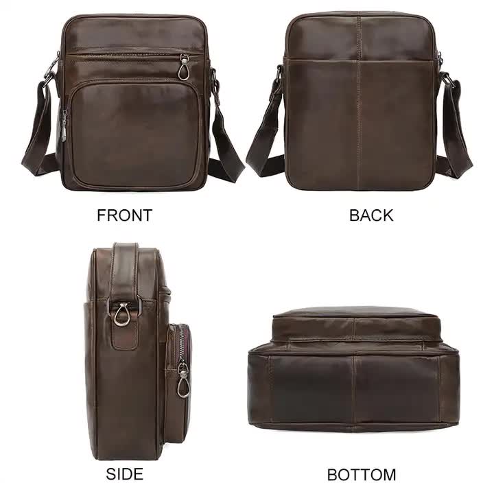Brown Men's Genuine Leather Casual Shoulder Bag, Minimalist Crossbody Bag for Everyday Use 3