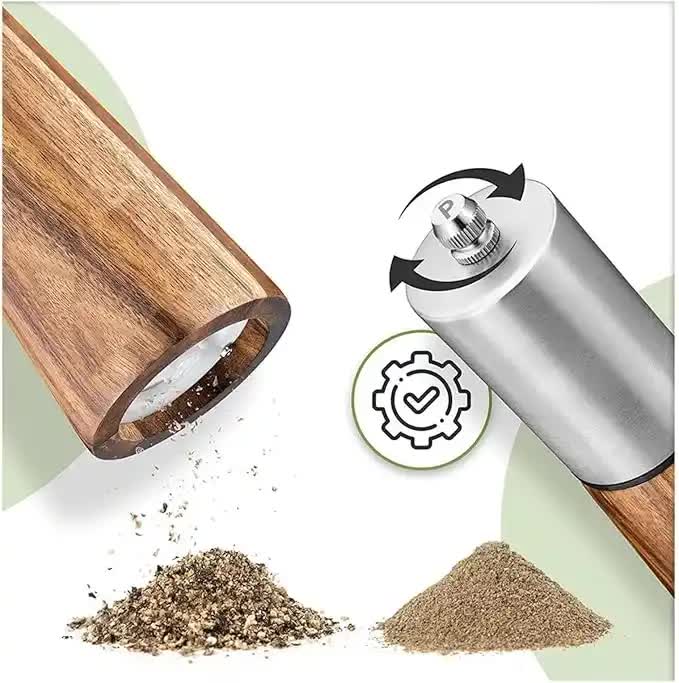 Natural Color Acacia Wood Pepper Grinder, Manual Multi-Purpose Spice Mill, Kitchen Seasoning Tool 3