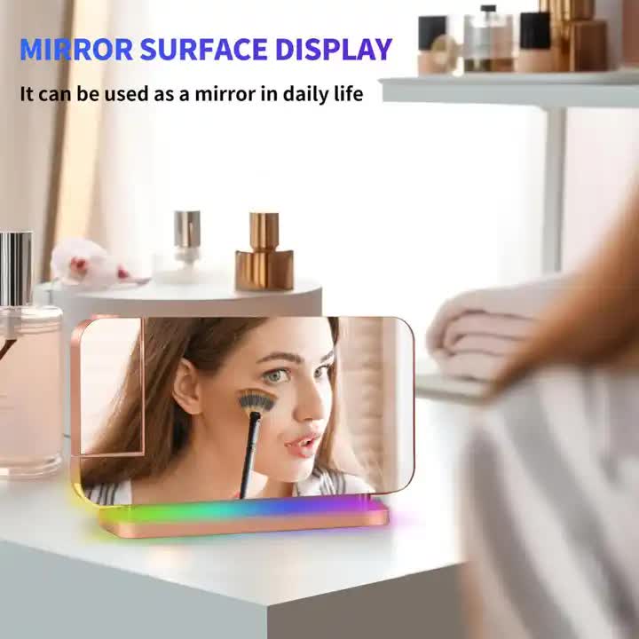 Rose Gold RGB LED Projection Alarm Clock, Multi-Color Night Light with Snooze Function, Home Decor Digital Clock 3