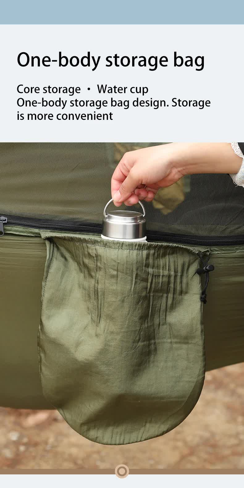 Red Outdoor Camping Hammock with Mosquito Net, Anti-Tip Nylon Fabric, Single/Double Person Quick-Setup Hammock 6