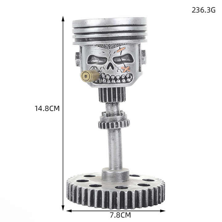Piston Skull Face Sculpture, Resin Gear Decor, Industrial Style Home Decoration 4