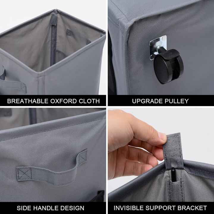 Dark Grey Foldable Yoga Storage Basket, Oxford Fabric Laundry Hamper, Multi-Purpose Organizer for Toys and Bathroom Essentials 6