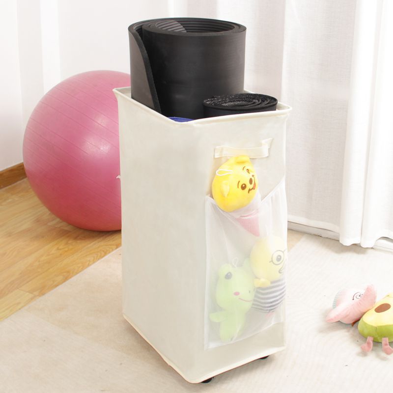 White Foldable Yoga Storage Basket, Oxford Fabric Laundry Hamper, Multi-Purpose Organizer for Toys and Bathroom Essentials 3