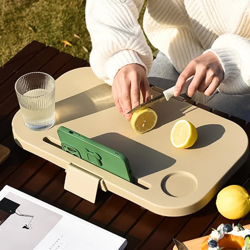 Grey Foldable Outdoor Picnic Basket with Lid and Tabletop, Camping Storage Box, Car-Friendly Organizer 5