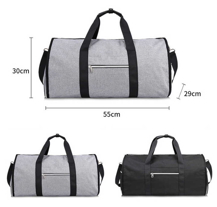 Grey Multi-Functional Travel Duffel Bag with Suit Storage, Foldable Garment Bag for Business Trips 3