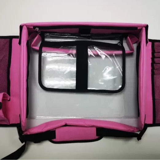 Pink Kids Travel Tray with Storage, Car Seat Organizer for Toys and Snacks 3