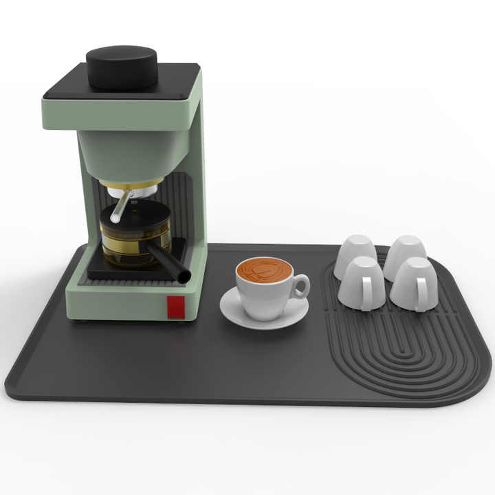 Grey Silicone Coffee Machine Mat - Waterproof, Anti-Slip, and Durable Countertop Protector 3
