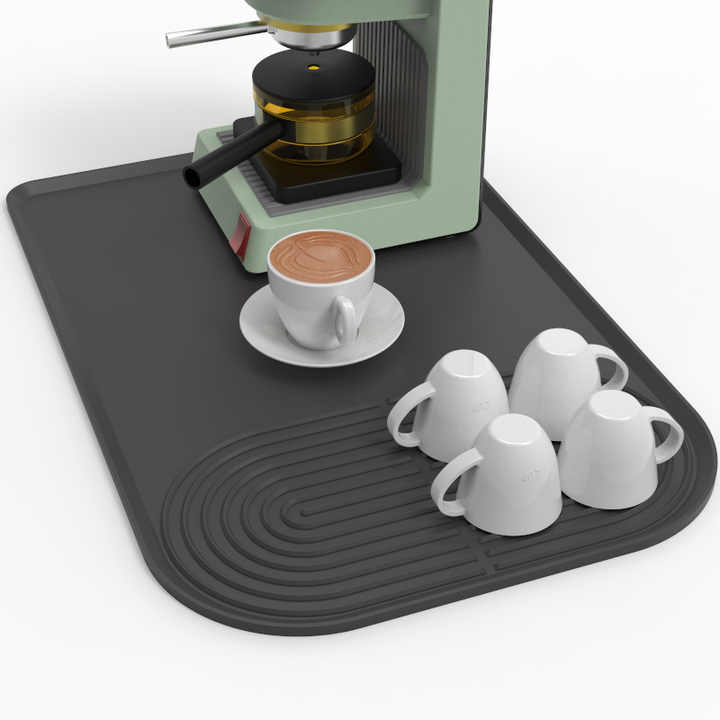 Grey Silicone Coffee Machine Mat - Waterproof, Anti-Slip, and Durable Countertop Protector 4