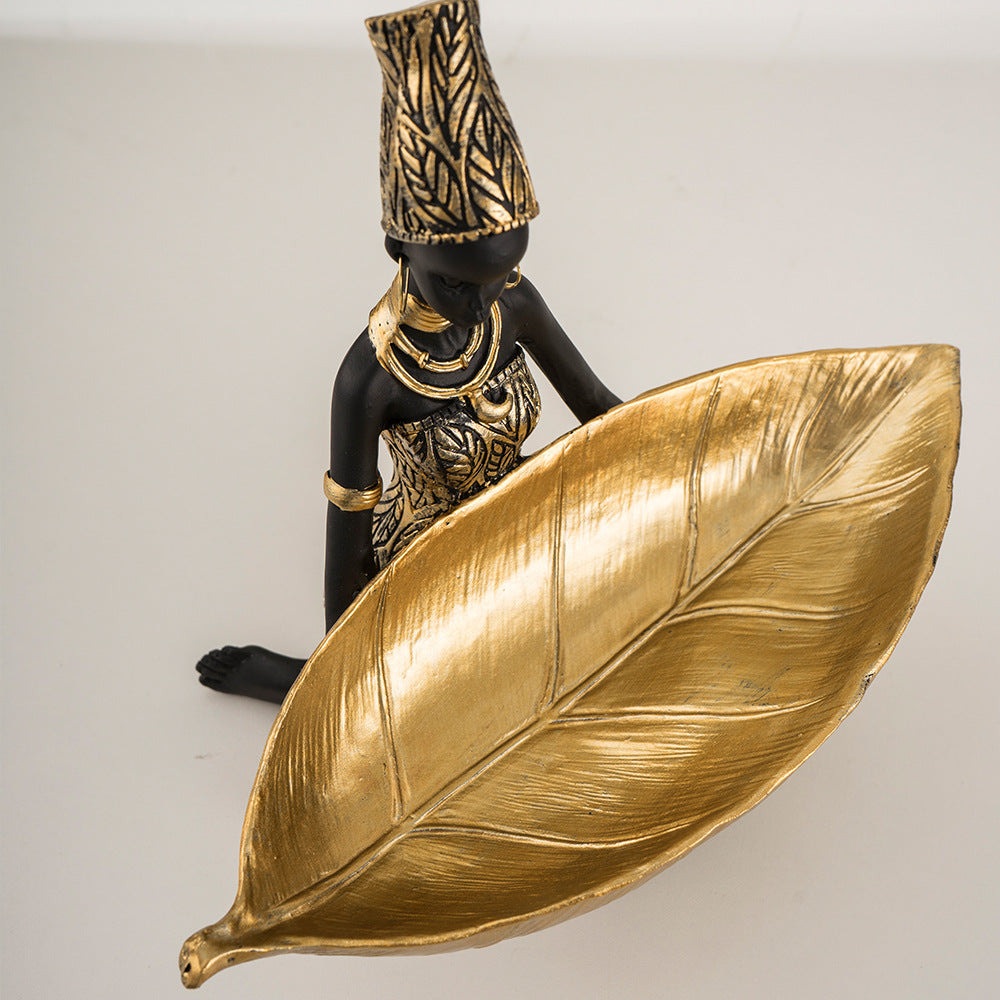 Elegant African Woman Resin Tray - Unique Home Decor and Storage Organizer 3