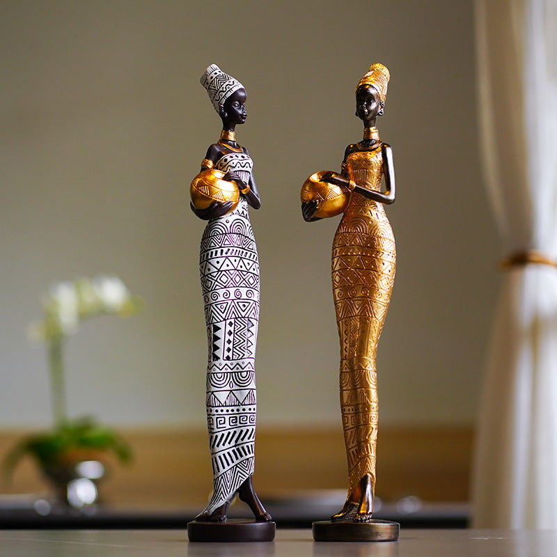 Exotic African Woman Figurine - Elegant Resin Sculptures for Home Decor 3