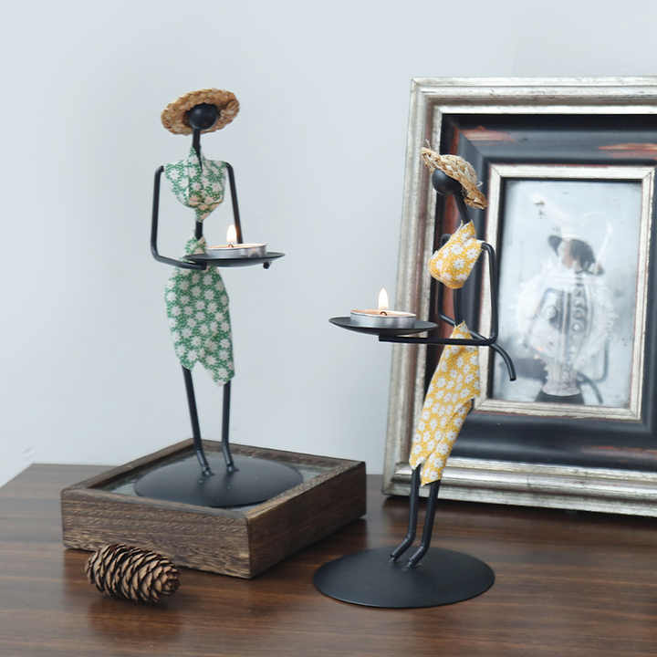 Red Dress Modern Iron Art Candle Holder - Stylish Decorative Candle Stand for Living Room, Dining Room, and Study 3