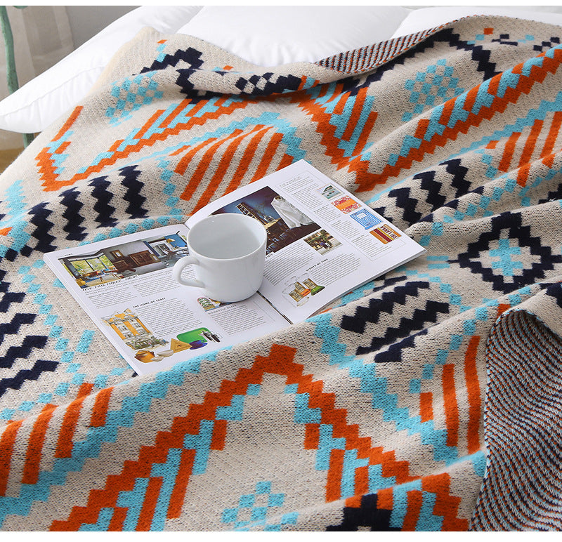 130x200cm Bohemian Woven Throw Blanket - Soft Decorative Sofa Cover with Tassels for Living Room and Bedroom 6