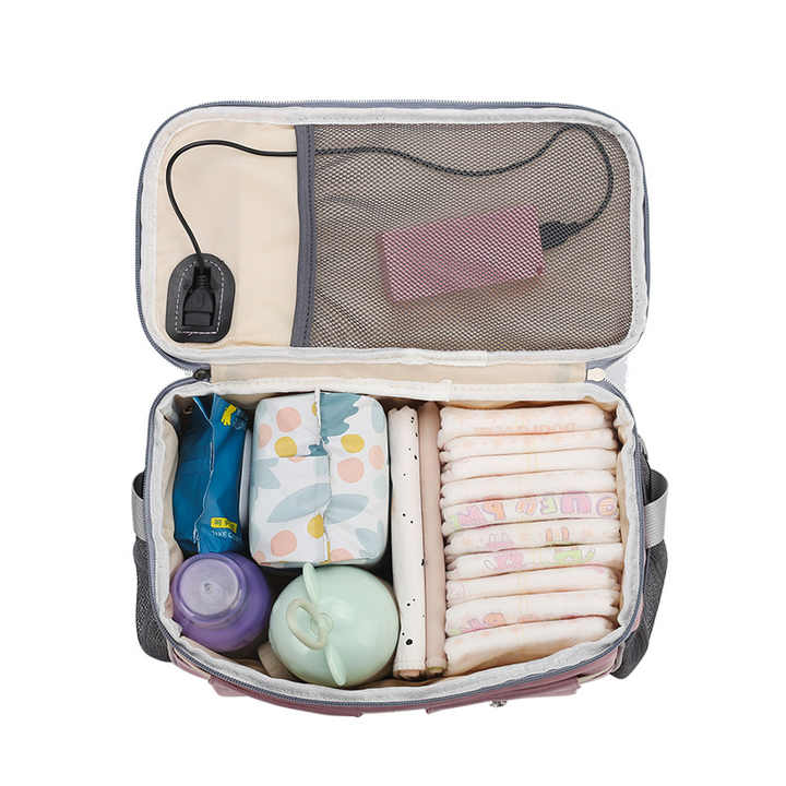 Yellow Stroller Organizer Bag - Multi-Functional Baby Bag with Touchscreen Window, USB Port, and Bottle Holders 4