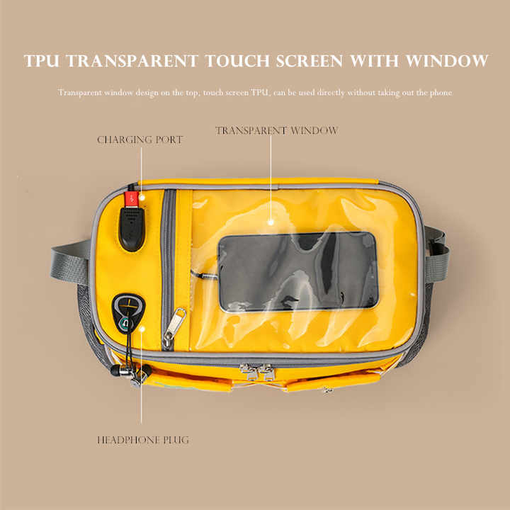 Yellow Stroller Organizer Bag - Multi-Functional Baby Bag with Touchscreen Window, USB Port, and Bottle Holders 6