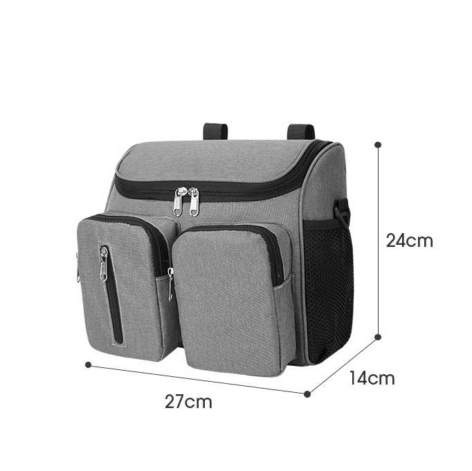 Grey Universal Stroller Organizer Bag - Multi-Pocket Hanging Storage Bag for Baby Essentials 3