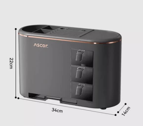 Black All-in-One Kitchen Knife and Utensil Holder - Multi-Functional Organizer with Storage Drawers 6