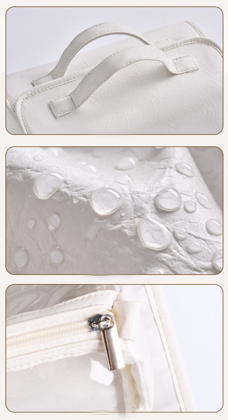 White Roll-Up Travel Makeup Bag - Compact Cosmetic Organizer with Multiple Compartments 6