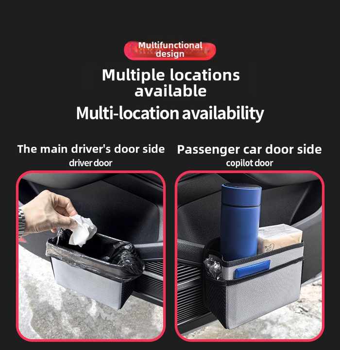 Beige Upgraded Waterproof Car Storage Bag - Multi-Position Hanging Organizer 4