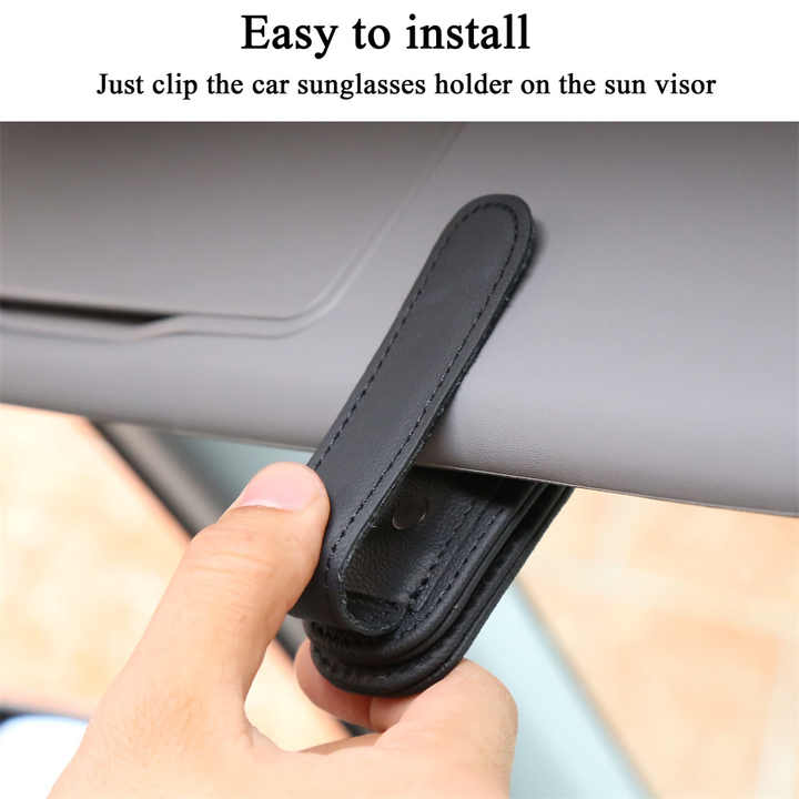 2pcs Black Car Sun Visor Glasses Holder - Universal Sunglasses Clip for Secure Storage 5