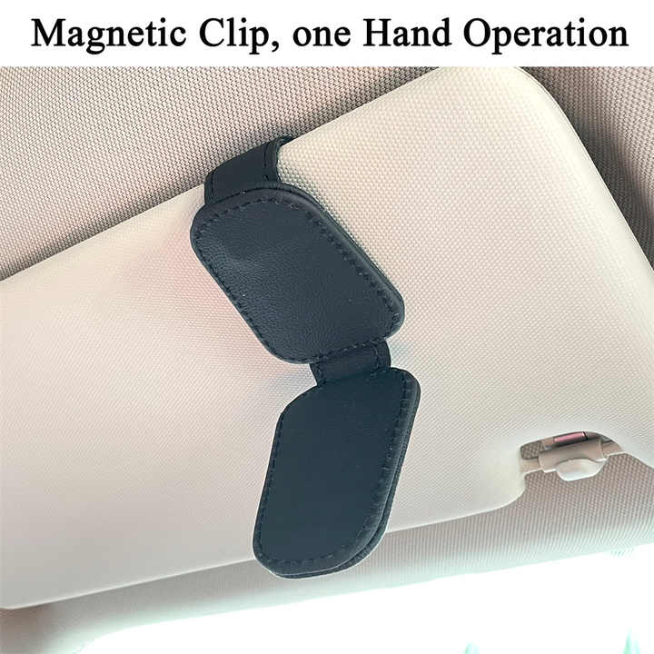 2pcs Beige Car Sun Visor Glasses Holder - Universal Sunglasses Clip for Secure Storage 4