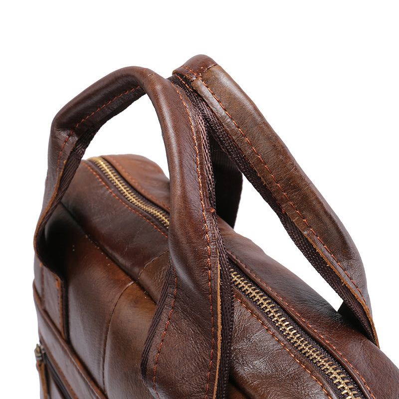 Brown Men's Genuine Leather Shoulder Bag - Vintage Business Briefcase 6