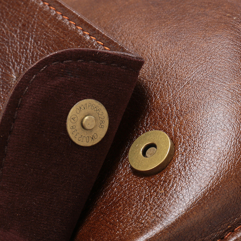 Brown Men's Genuine Leather Shoulder Bag - Vintage Business Briefcase 7