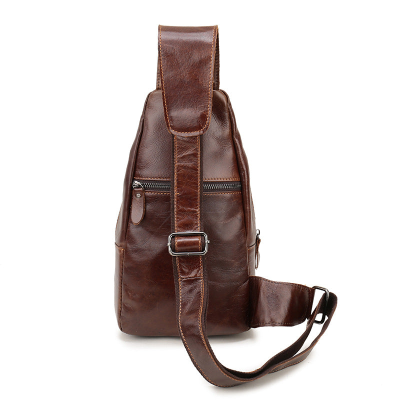 Brown Men's Leather Sling Backpack - Casual Crossbody Chest Bag 4