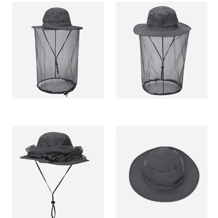 Yellow Outdoor Mosquito Net Hat - Sun Protection and Insect Repellent Bucket Hat 3