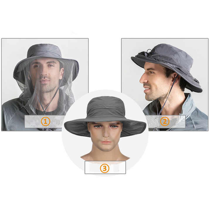 Yellow Outdoor Mosquito Net Hat - Sun Protection and Insect Repellent Bucket Hat 5
