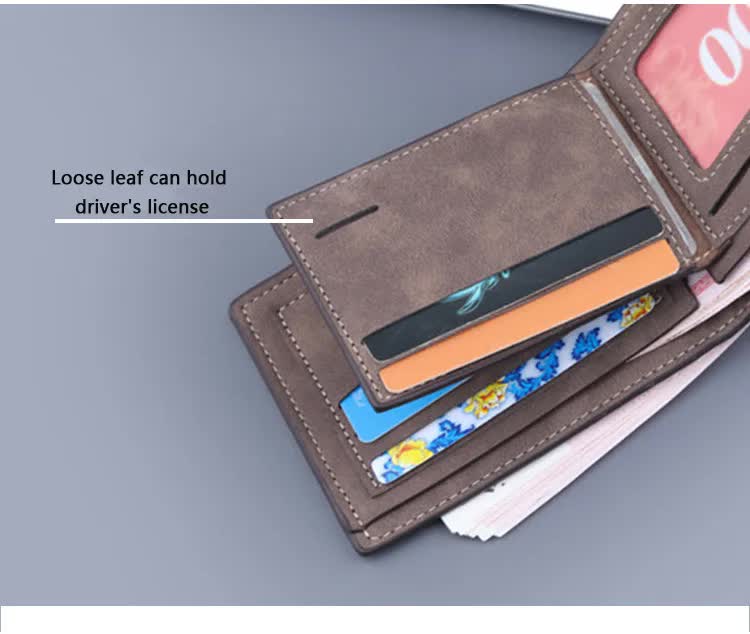 Black Men's Genuine Leather Bifold Wallet - Compact Design with Multiple Card Slots 3