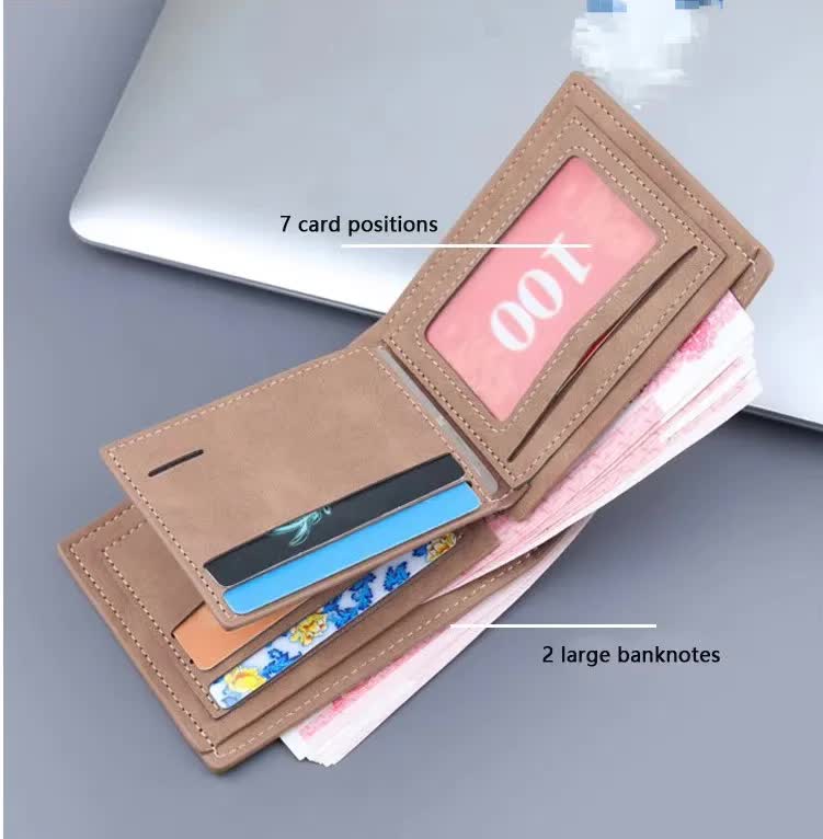 Black Men's Genuine Leather Bifold Wallet - Compact Design with Multiple Card Slots 4