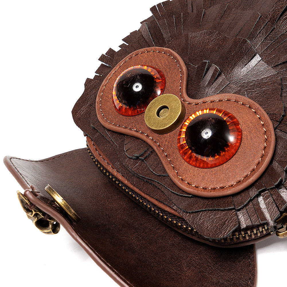 Handcrafted Leather Owl Crossbody Bag – Unique Retro Design Shoulder Purse for Women 5