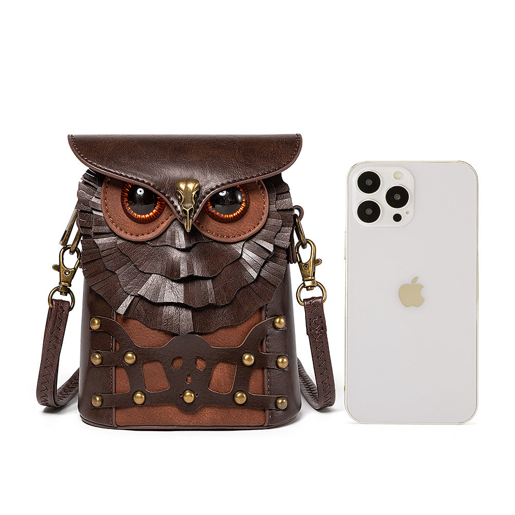 Handcrafted Leather Owl Crossbody Bag – Unique Retro Design Shoulder Purse for Women 6