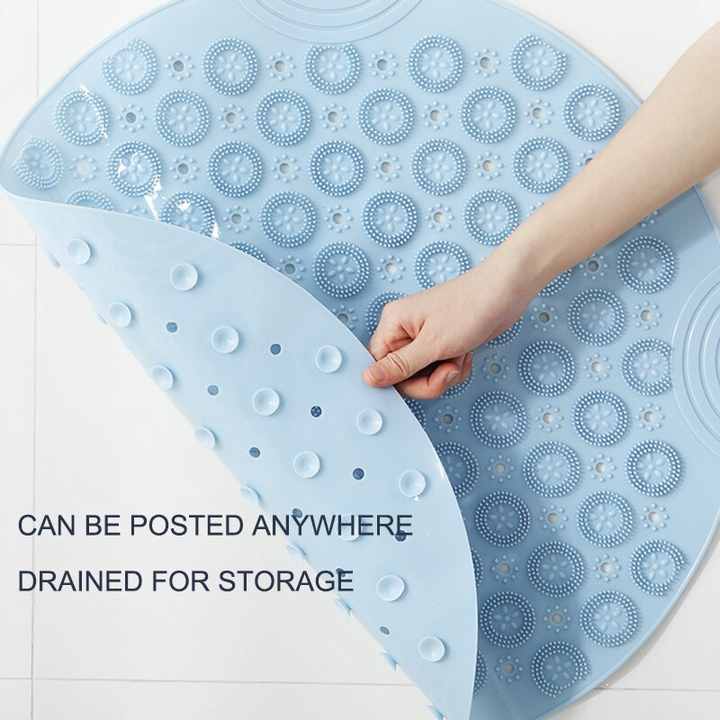 Pink Non-Slip Round Shower Foot Scrubber Mat - Soft Silicone Massage Pad for Foot Cleaning 3